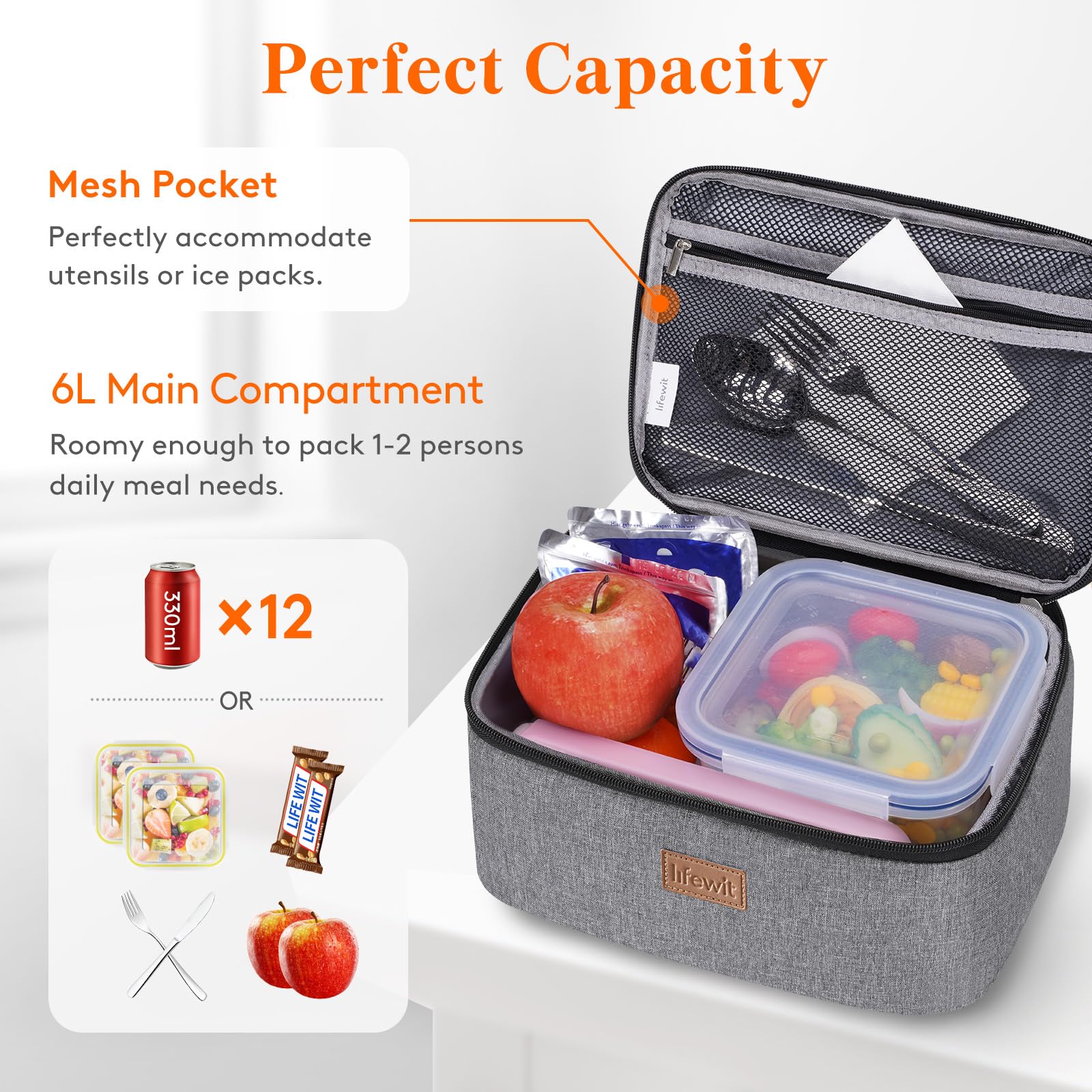 Lifewit Insulated Lunch Bag for Men Women Thermal Lunch Box Adults, Small Cool Bag Lunch Pail - Image 2