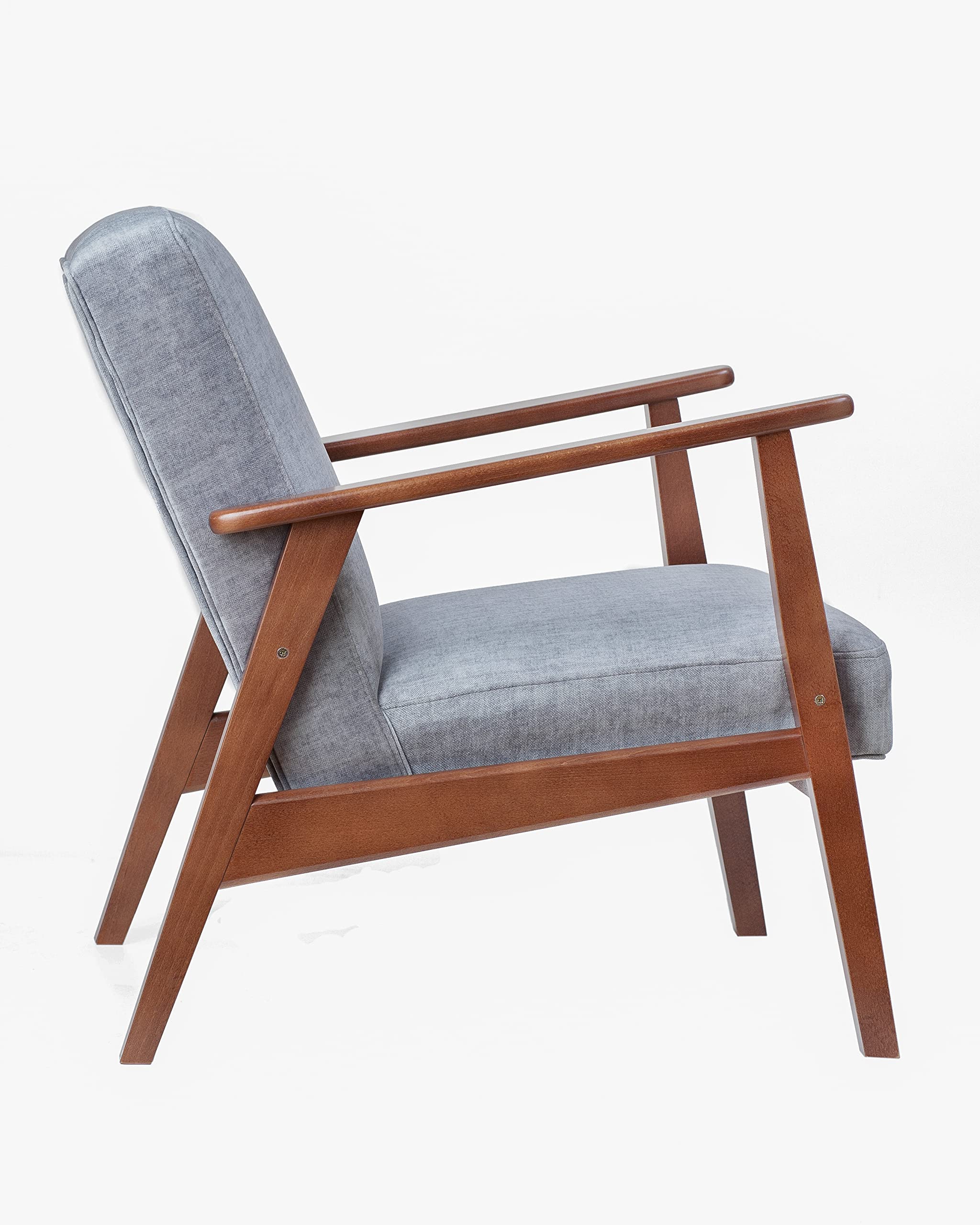 Butaca Teka Antimanchas de Estilo nórdico - Butacas de Salon Madera Haya Maciza - Totalmente MONTADA - Fabricado en España (Gris Nogal)