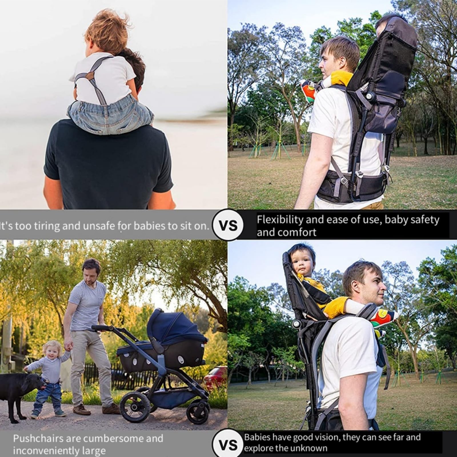 Mochila portabebés Premium con arnés de 5 Puntos, toldo Parasol, diseño Plegable y múltiples Bolsillos: Comodidad ergonómica para Senderismo, Viajes y Aventuras al Aire Libre.