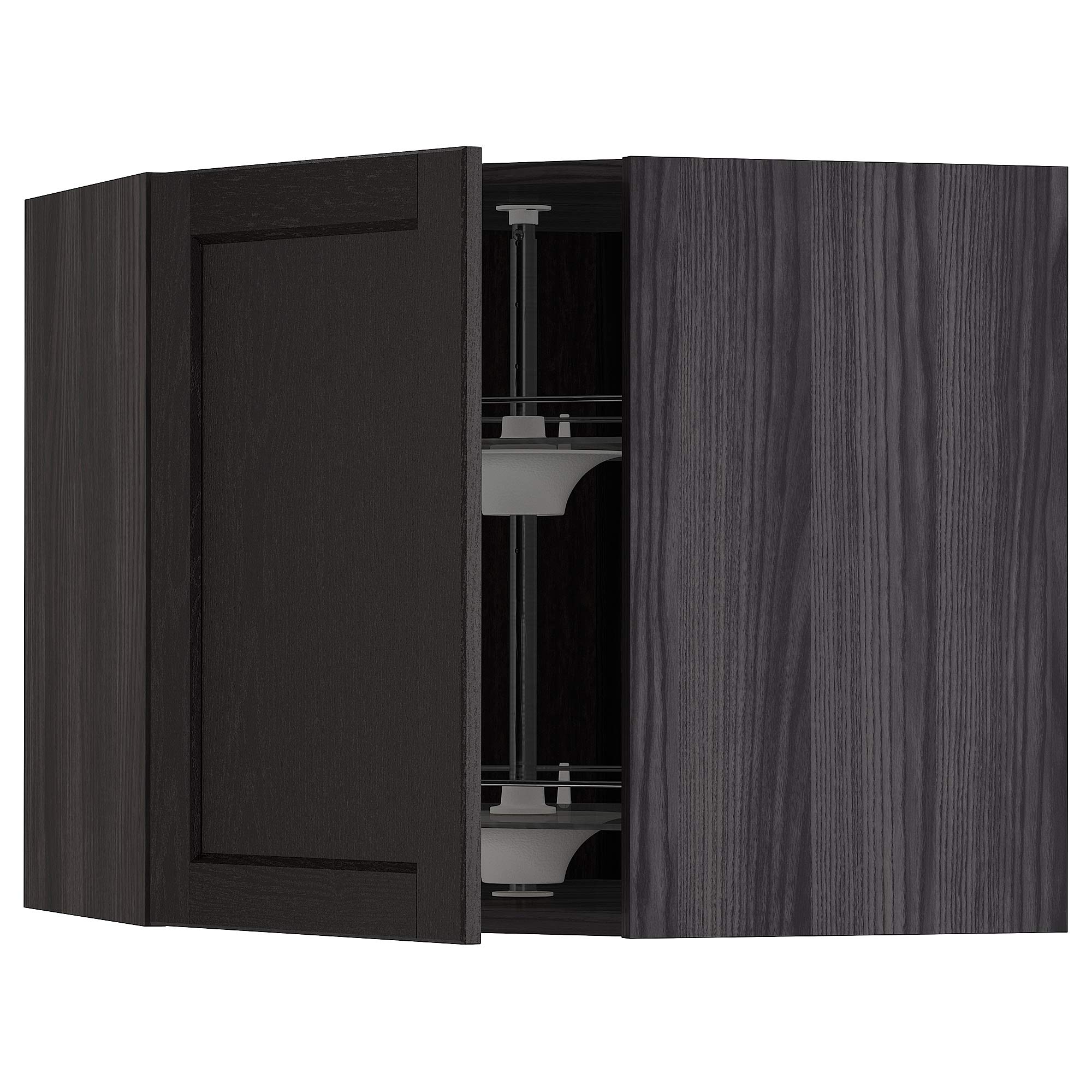 Armoire murale d'angle METOD avec carrousel 68x60 cm noir Lerhyttan pour cuisine