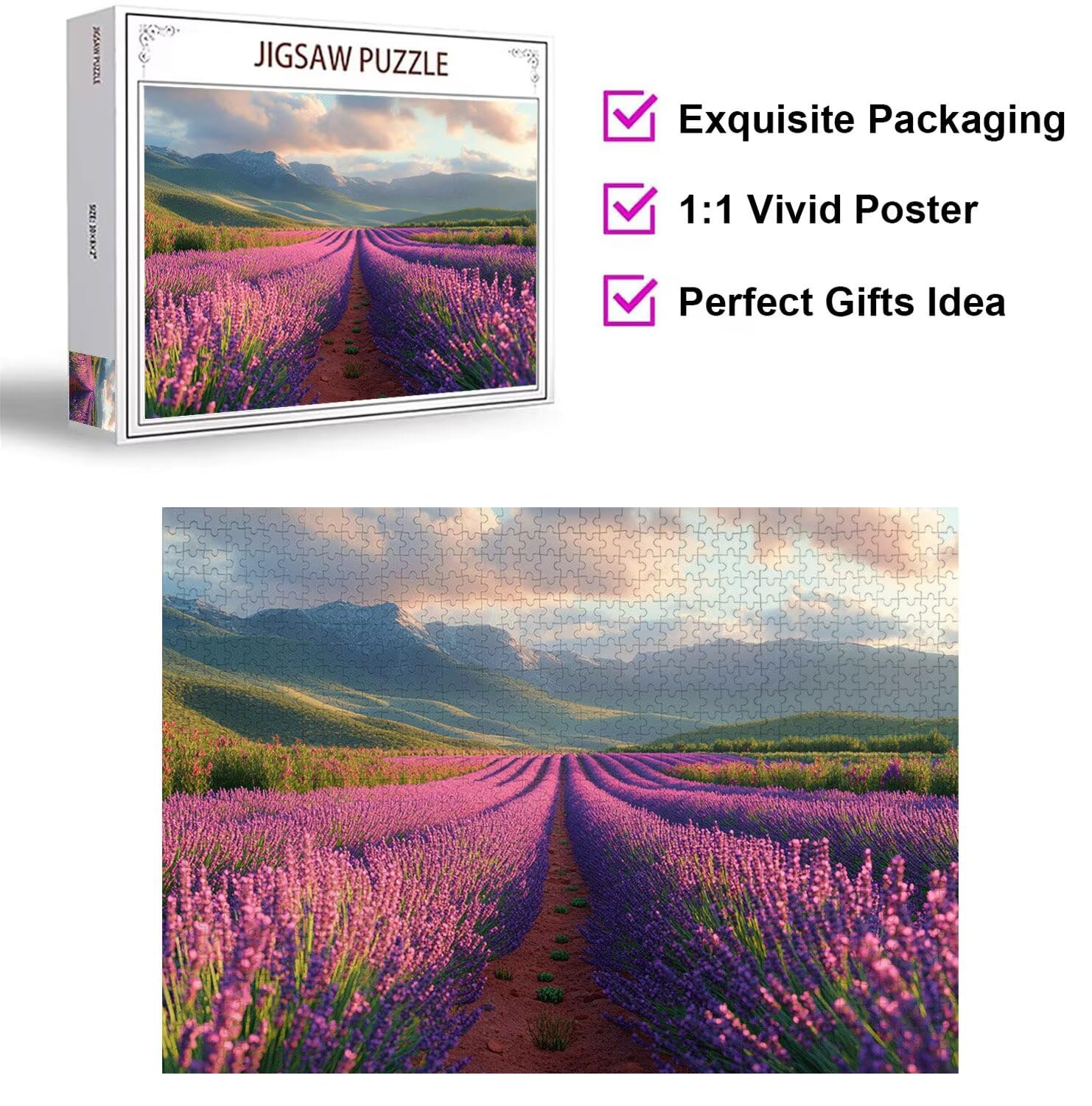 Puzzle dla dorosłych 2000, lawendowa sceneria, 99 x 70 cm, n-814