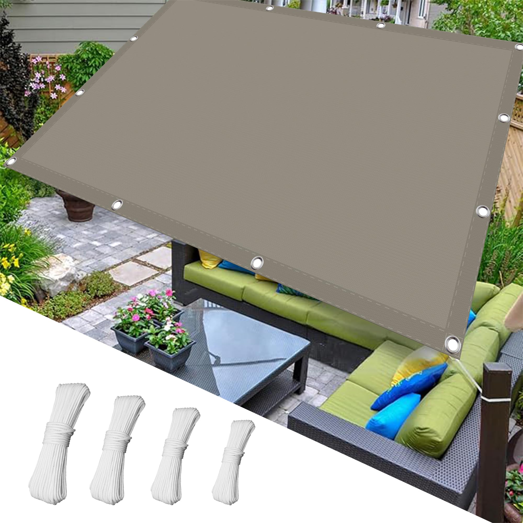 Voile d'ombrage pour terrasse auvent rectangulaire taupe 1.4x5.5 m