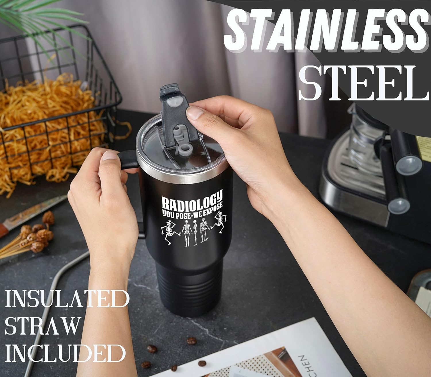 Onebttl Radiology Gifts for Men and Women, Gifts for Radiology Tech on Birthday and Christmas, 40oz Insulated Stainless Steel Tumbler - You Pose We Expose - Image 6