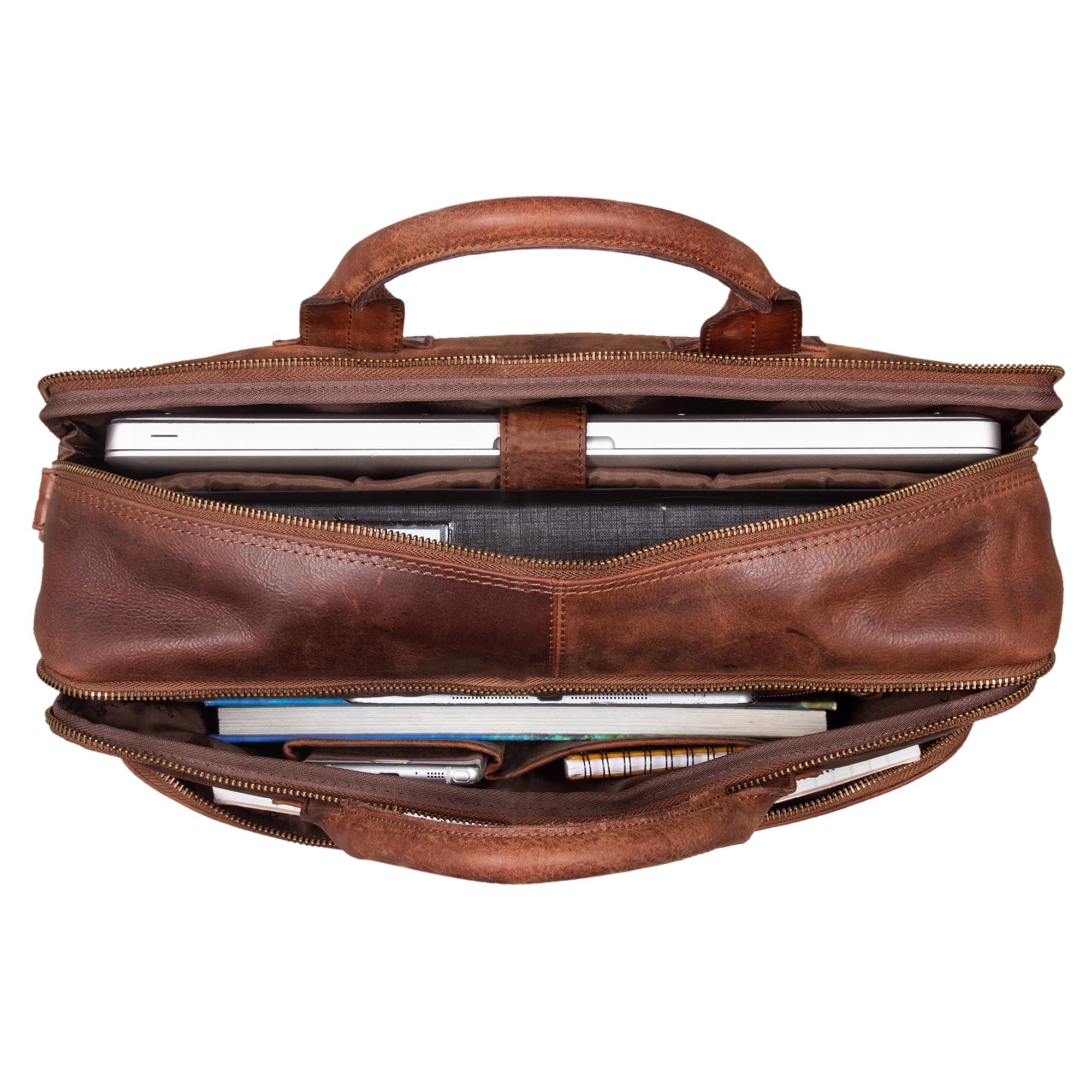 STILORD große Ledertasche braun - XL Aktentasche für Herren - Business-Tasche mit 15.6 Zoll Laptopfach - Vintage Umhängetasche Hector