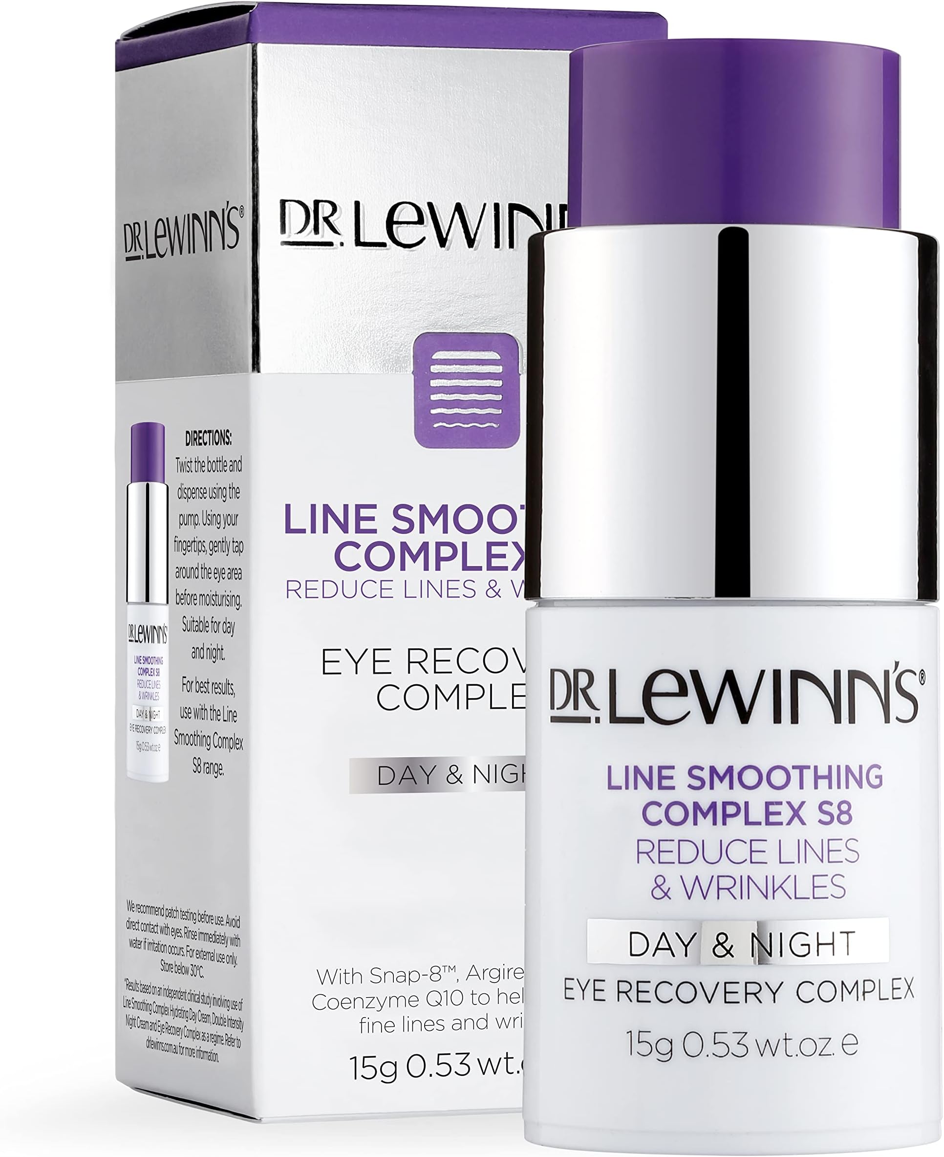 Dr. Lewinn's | Line Smoothing Complex S8 | Eye Recovery Complex | Reduce Lines & Wrinkles | Reduce Expression Lines | Target Dark Circles | 15g