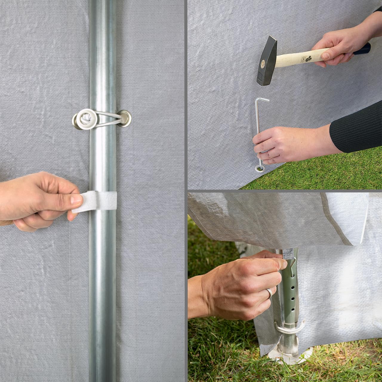 TOOLPORT Lagerzelt 4x8 m Zelthalle Unterstand Zeltgarage PE Plane 350 N wasserdicht in grau