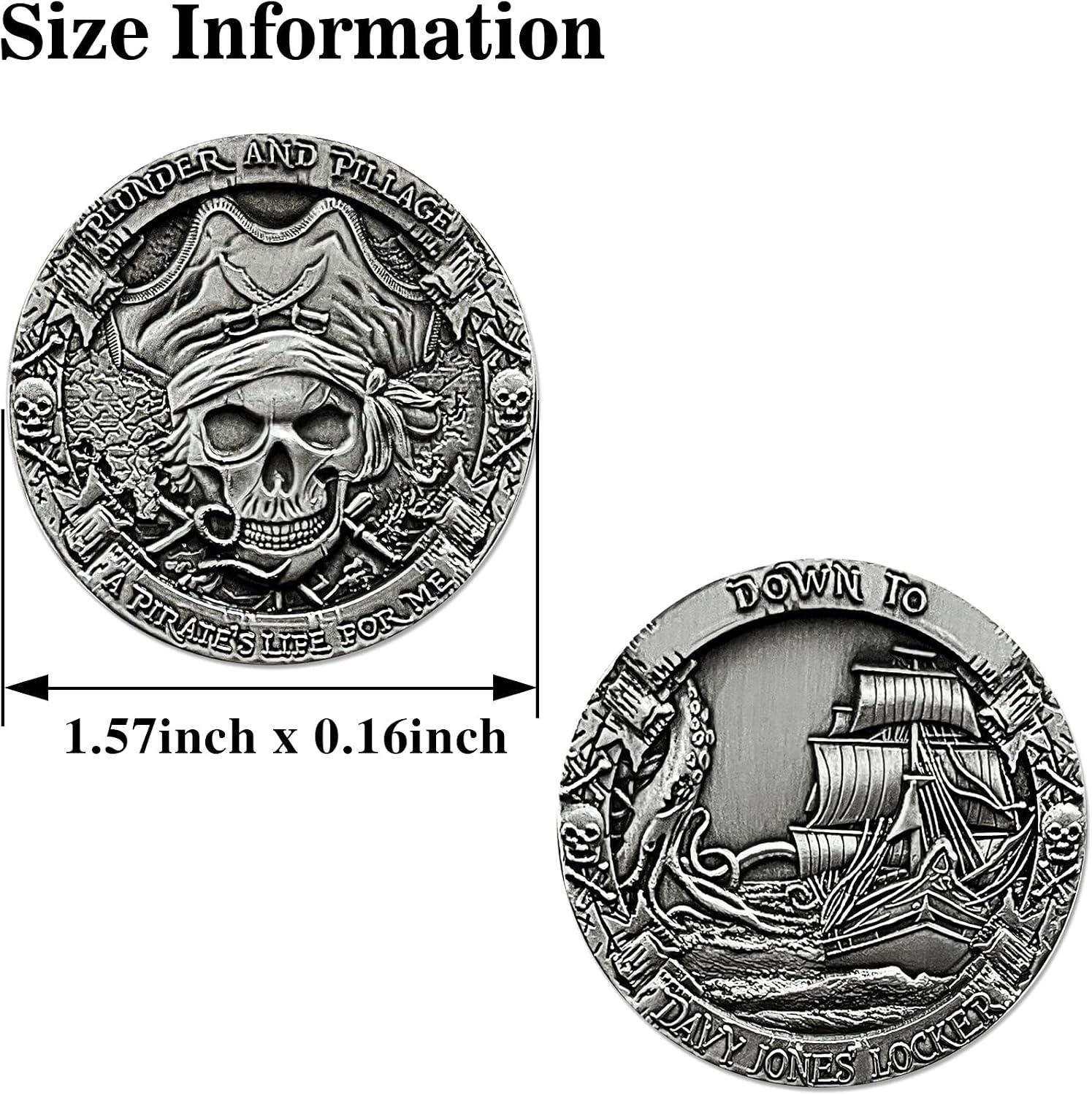 Davy Jones Coin, Pirates Life Down to Davy Jones Locker Commemorative Coins Collection Gift