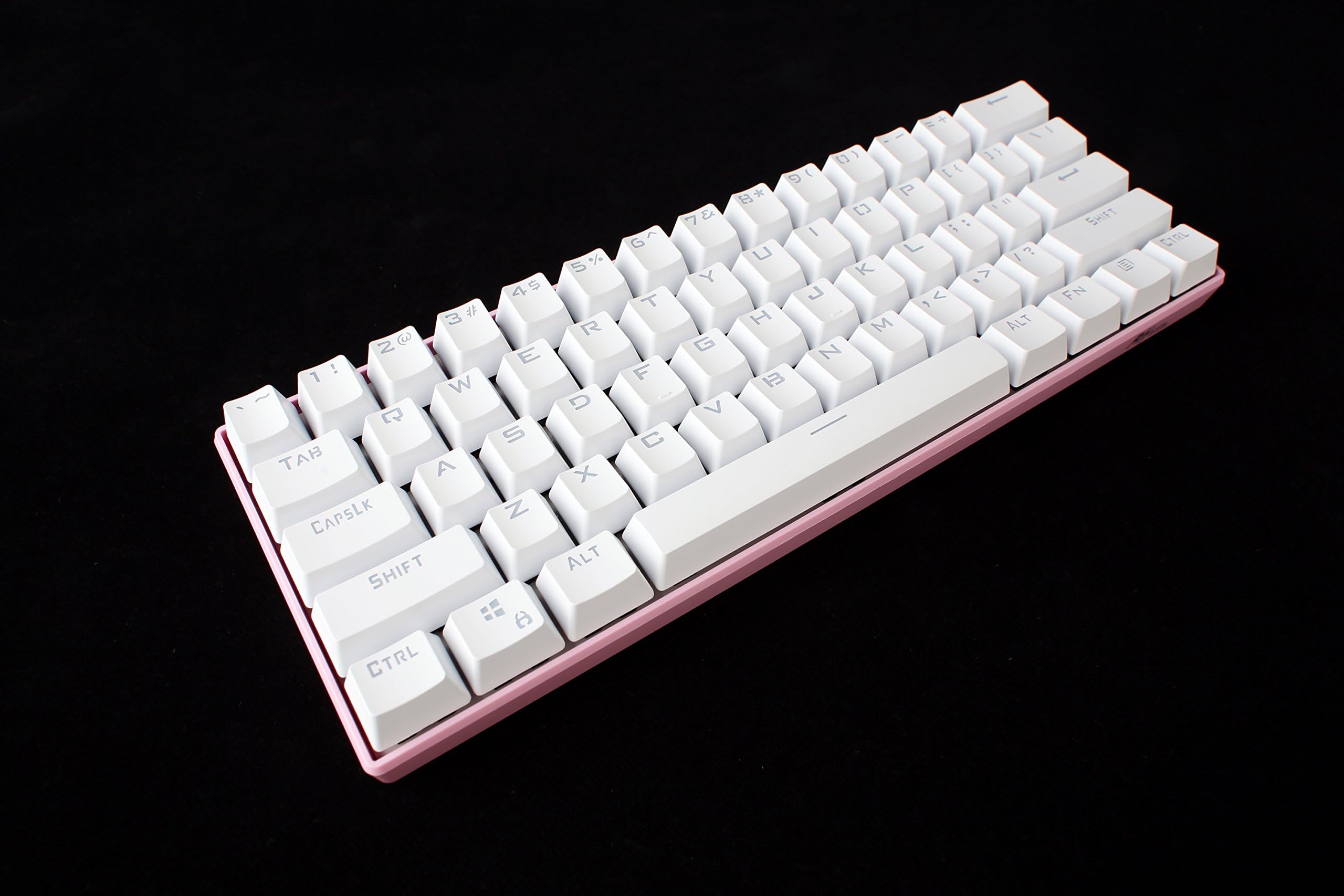 Mechanical Gaming Keyboard - Royal Kludge RK-61 Rainbow Backlit - Dual Wired / Bluetooth [Khail Blue Switch] [Pink casing / White keycaps]