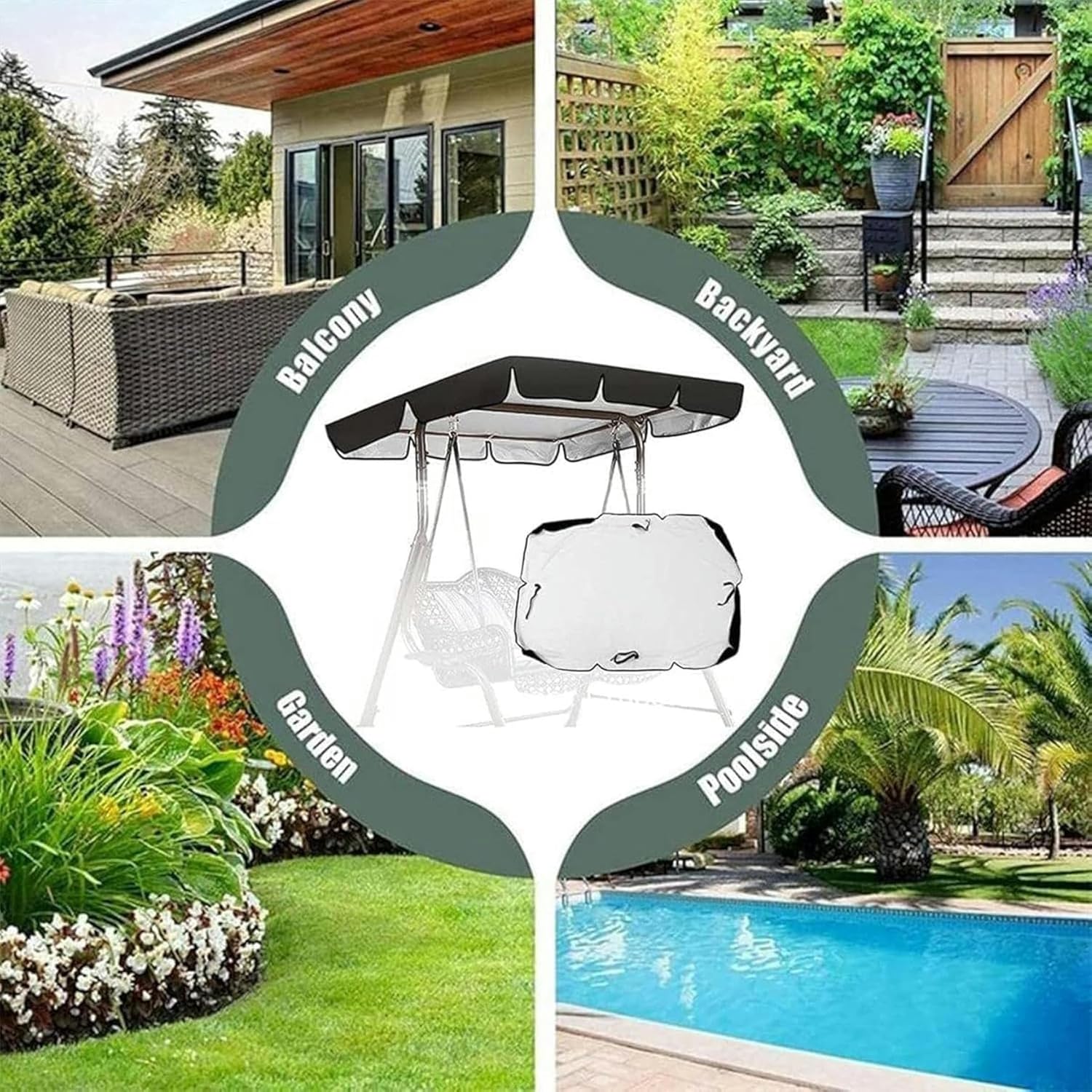Swing Canopy, Replacement Roof for Garden Swing Chair, Patio Swing Cover Set, Various Sizes and Colors Available