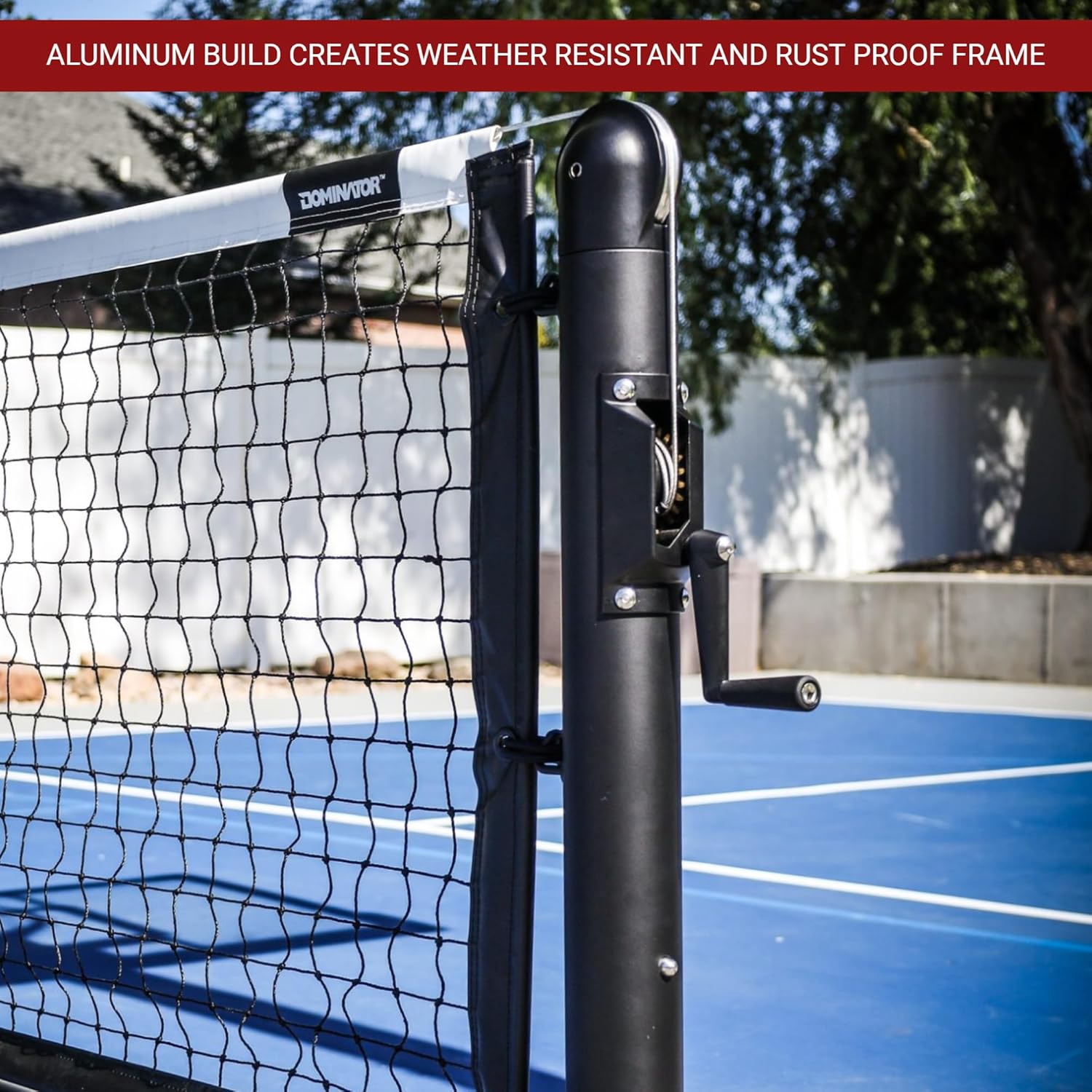 Dominator PRO Portable Pickleball Net - Heavy Duty USAPA Compliant Portable Regulation Pickleball Net - Indoor/Outdoor Aluminum Rust Proof Frame w/Adjustable Net Tension & Locking Wheels