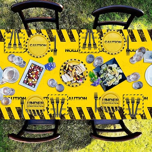 Miniatura 4 de 4 manteles de fiesta de construcción  Mantel rectangular de construcción de camión volquete para mesa de cumpleaños de niños y niños, suministros de