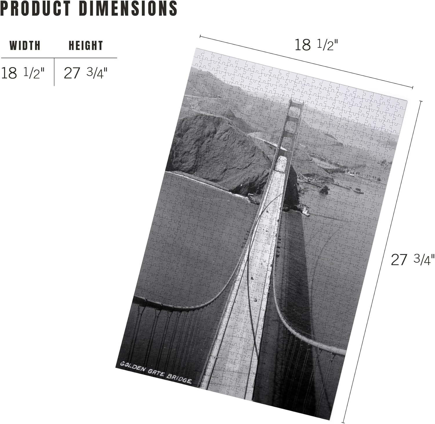 San Francisco, California, Golden Gate Bridge from Bridge Pinnacle, Vintage Photograph (1000 Piece Puzzle, Challenging Jigsaw Puzzle for Adults, Made in USA)