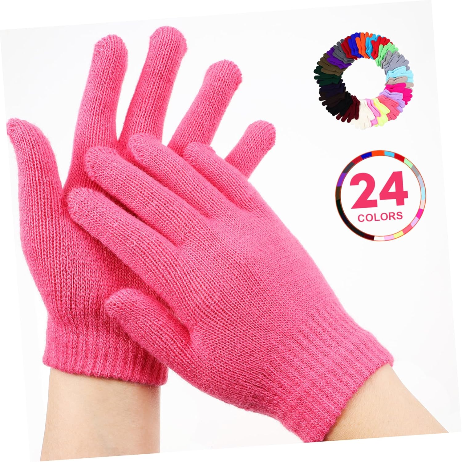 FOMIYES 24Pairs Thermal Gloves Full Finger Knitted Winter Gloves for Boys and Lightweight Outdoor Gloves for Skiing Sports and Daily Activities