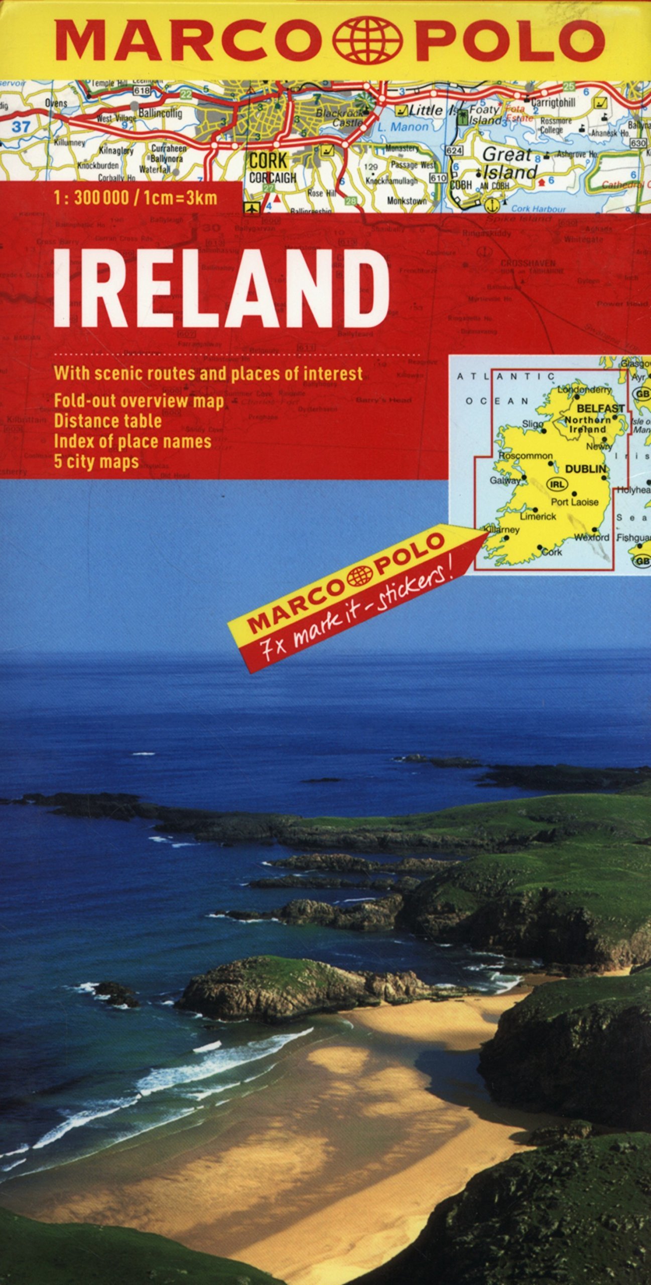 MARCO POLO Länderkarte Irland 1:300.000: Mit landschaftlich schönen Strecken und Sehenswürdigkeiten. Übersichtskarte zum Ausklappen, ... 5 Citypläne (MARCO POLO Länderkarten)