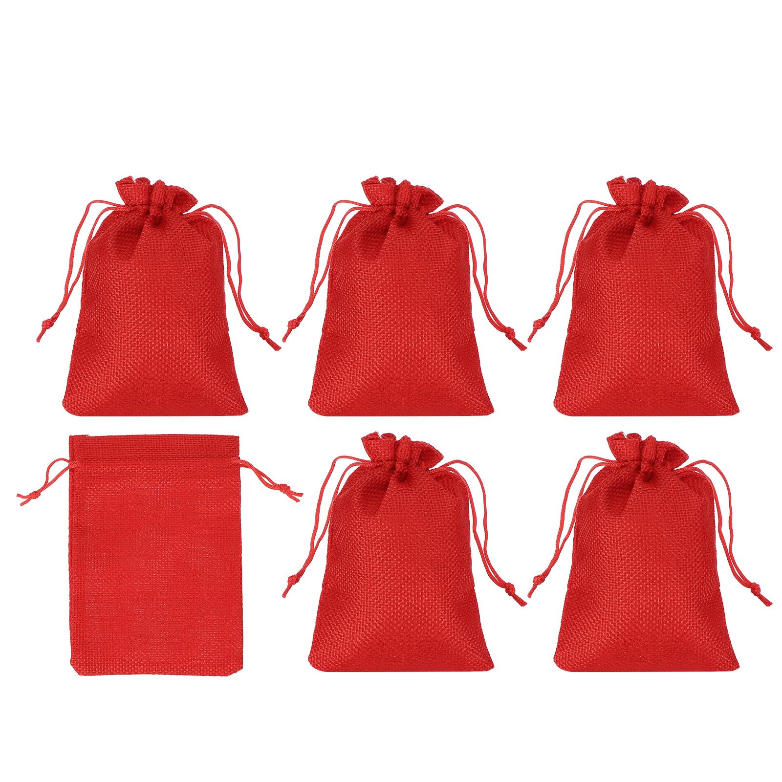 PATIKIL 6"x4" Coin Sacks Bag, 6Pcs Bank Deposit Change Transit Bags with Drawstring Canvas Gift Sacks, Red