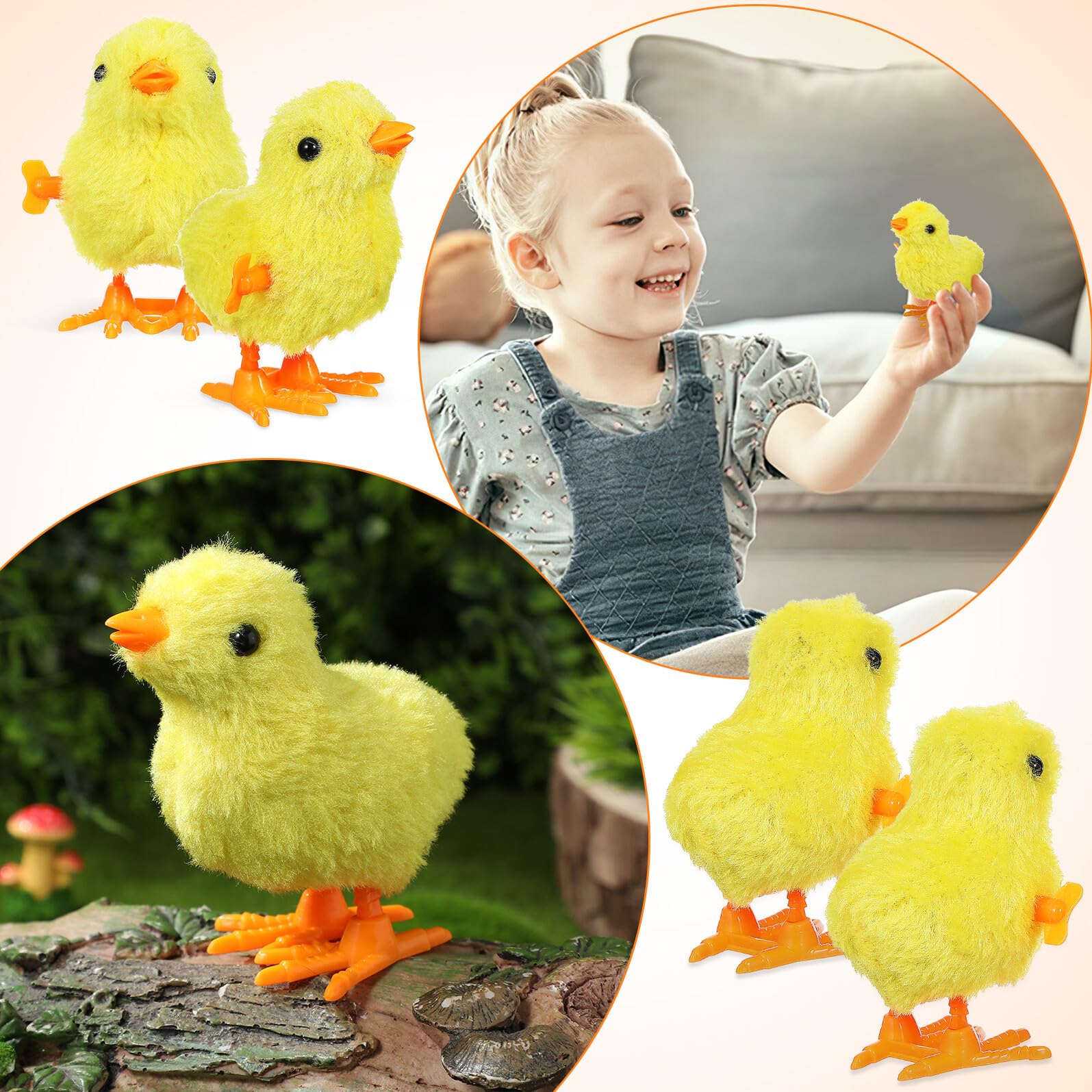 ORFOFE 12 Juguetes De Cuerda para Pollitos Saltarines Peluche Seguro TamañO Compacto 3.14X2.75X1.96In Juegos Interiores Y Exteriores Y Regalos De Fiesta