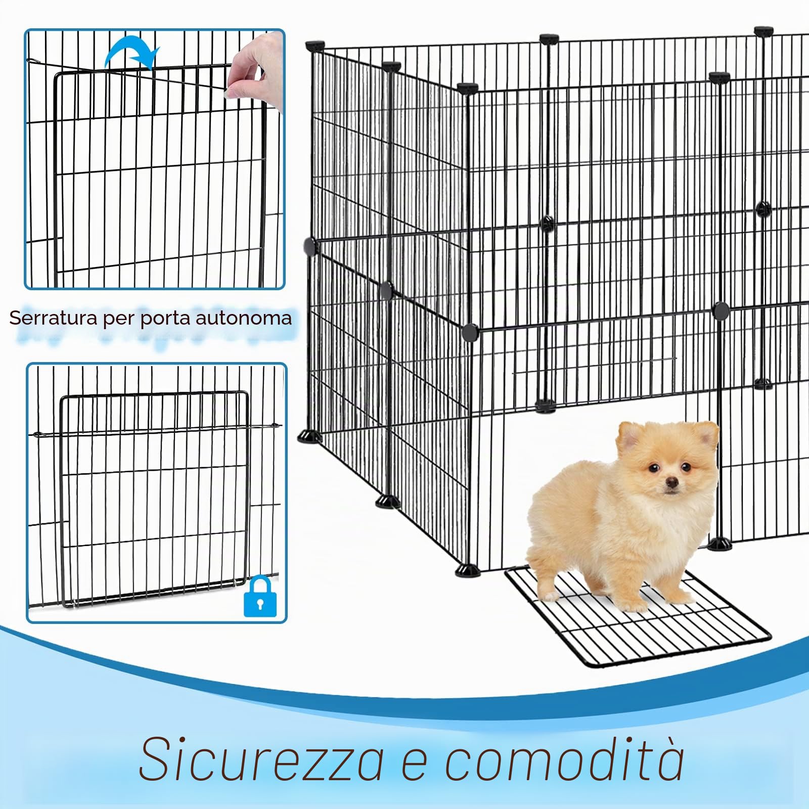 NAIZY Recinto da Esterno per Piccoli Animali, Recinzione Gioco, Casetta per Cuccioli, Nero (Confezione da 12)