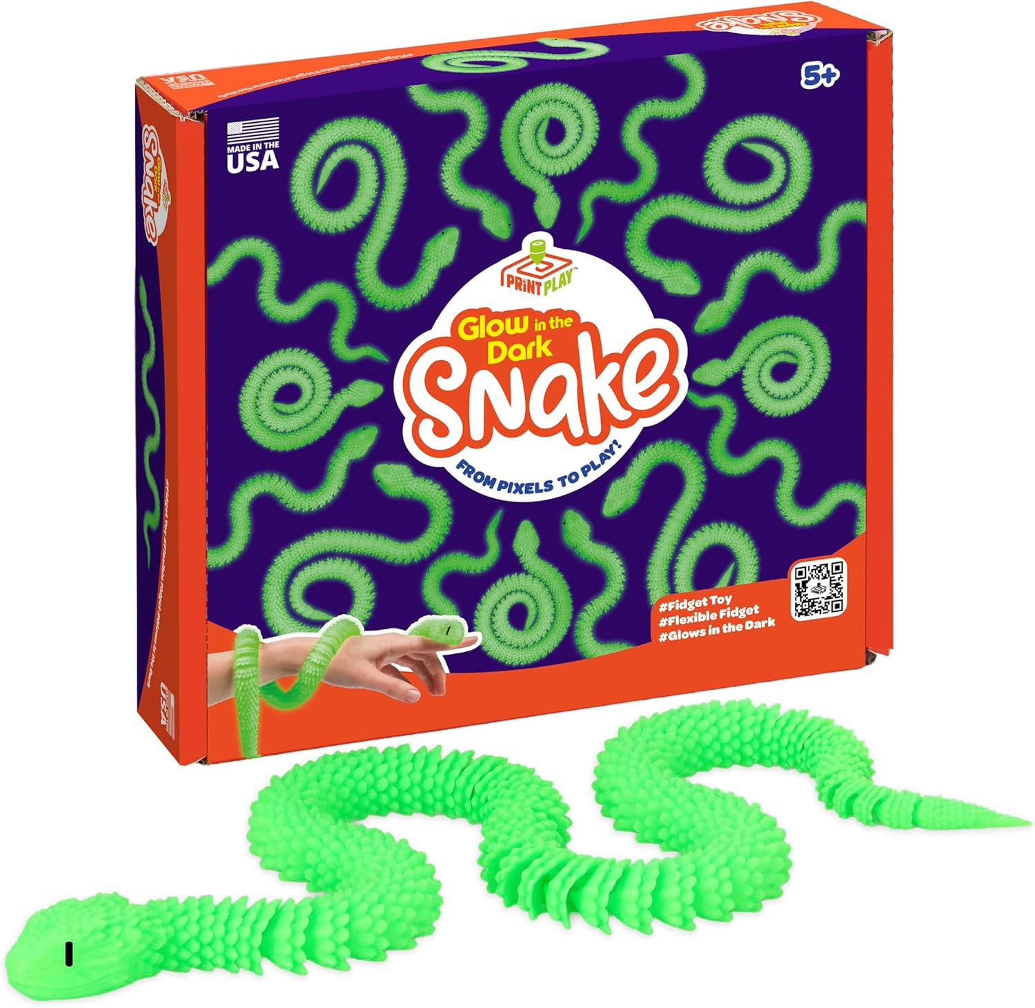 Born to Print Articulated Snake Fidget Toy - 3D Printed Realistic Flexible Serpent - Sensory Desk Toy for Kids, Adults & Collectors (Small)