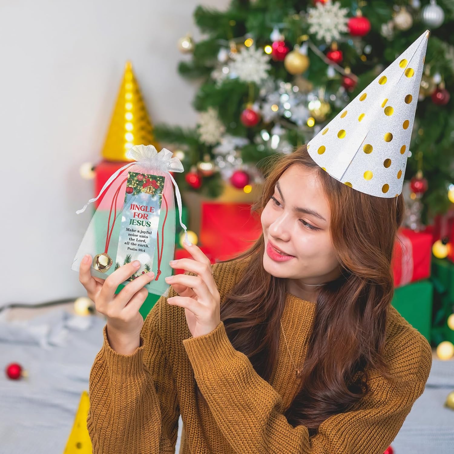 24ピース/12セット ジングルフォーイエスブックマーク ジングルベルネックレス付き クリスマス詩篇12枚 98:ブックマーク 12