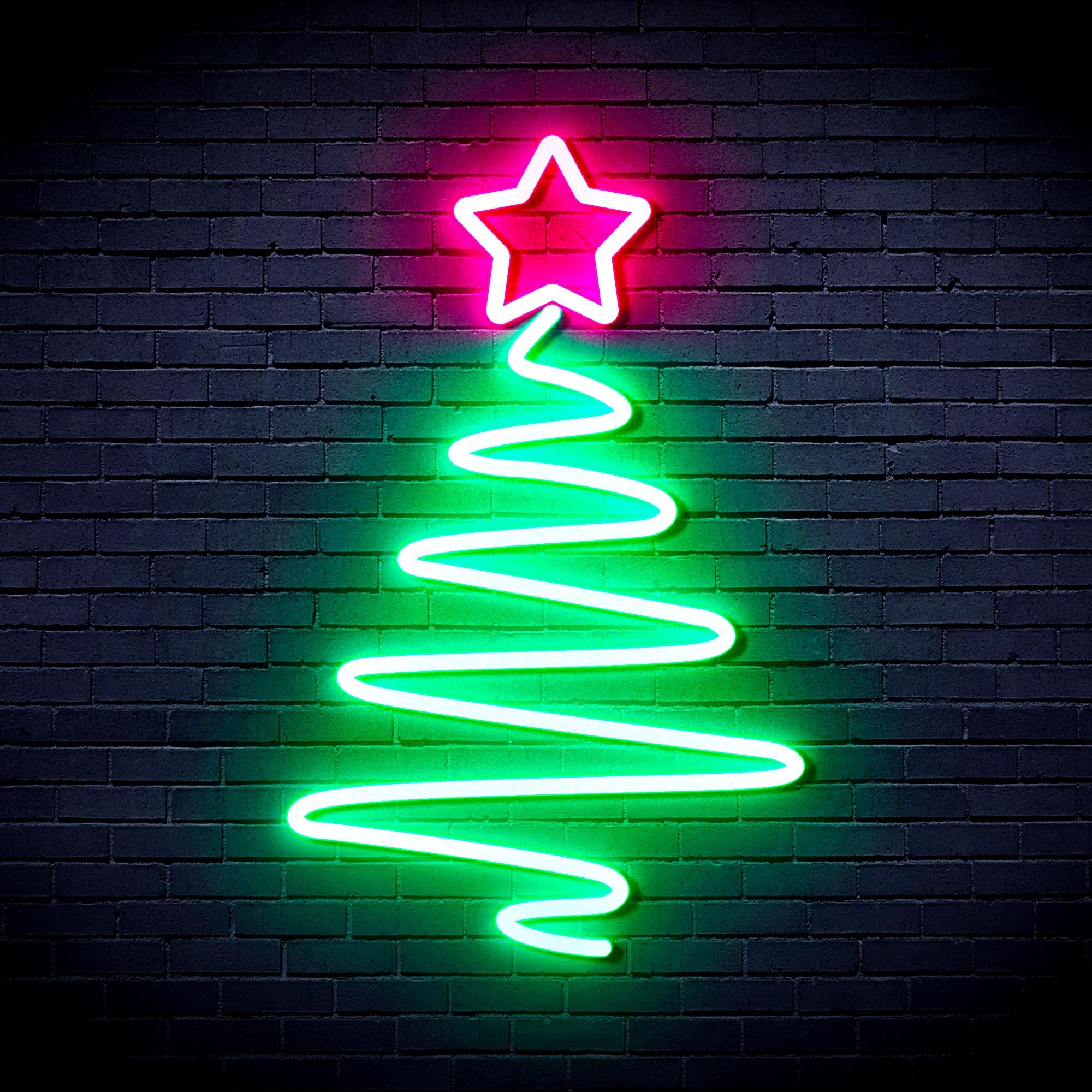 ADVPRO Modern Christmas Tree Flex Silicone LED Neon Sign - Green & Pink - st16s64-fnu0152-gk — image 1