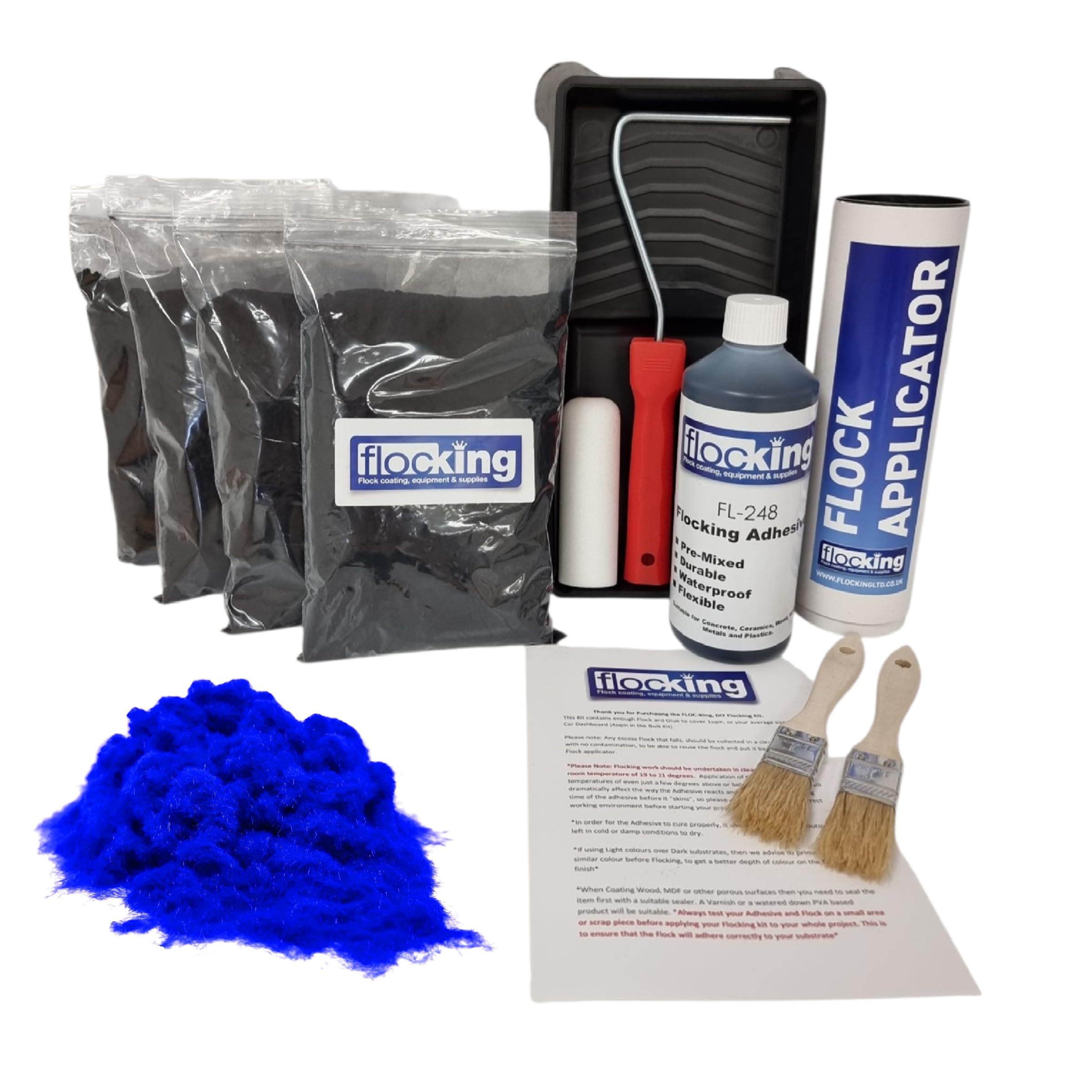 Kit de flocado FLOC-KING azul eléctrico para renovar superficies de más de 4 m²
