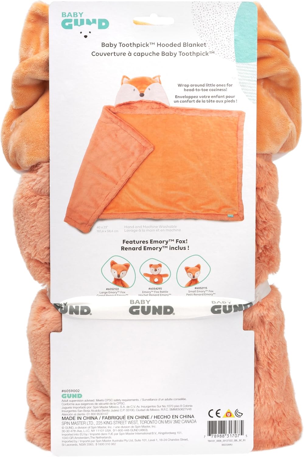 GUND Baby Lil’ Luvs Hooded Blanket, Emory Fox, Ultra Soft Plush Security Blanket for Babies and Newborns