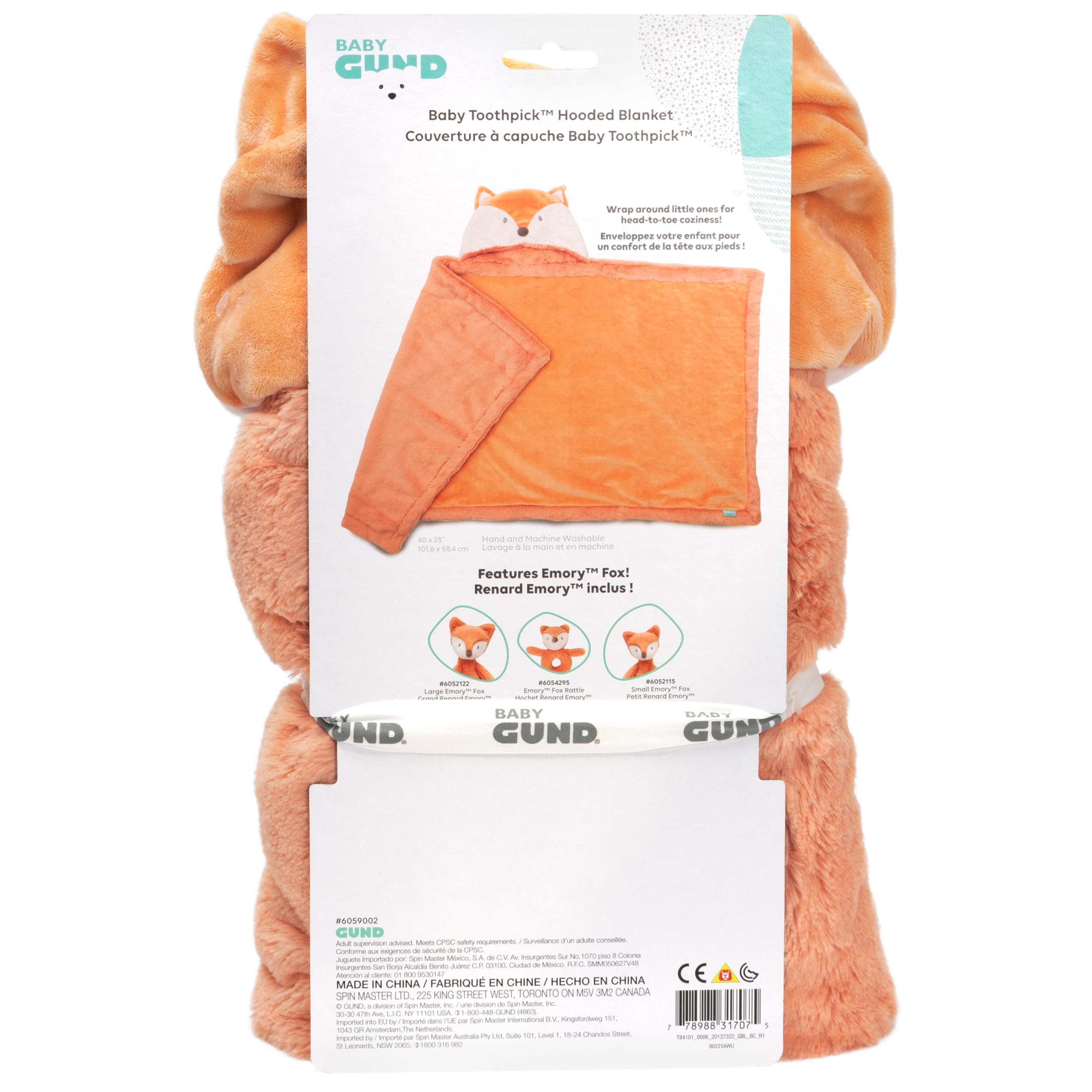 Baby Gund Lil' Luvs Coperta con cappuccio Emory Fox, ultra morbida coperta di sicurezza in peluche per neonati e neonati