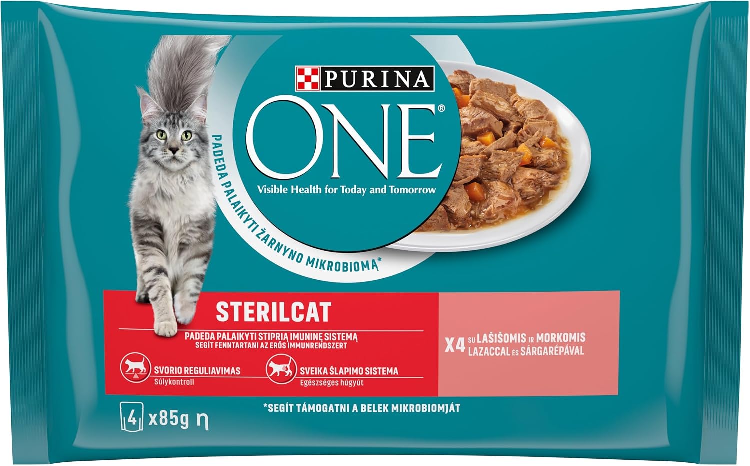 PURINA ONE Somonlu Kısırlaştırılmış Kediler İçin Yaş Kedi Maması 85 Gram, 4 Adet
