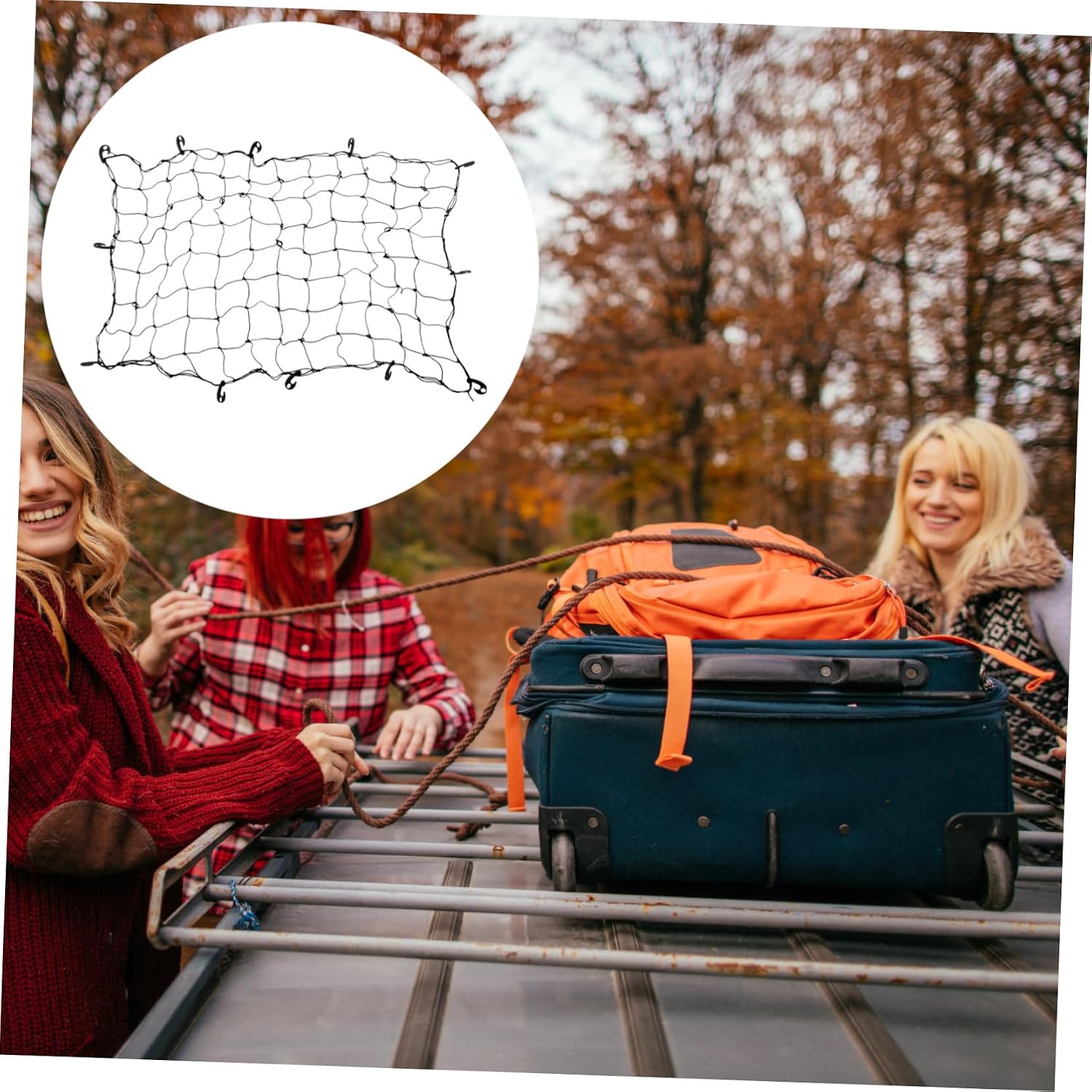Gatuida Roof Luggage Net Cargo Net Car Organizer Roof Rack Accessories Roof Organizer for Car Roof Storage Net for Car Automotive Accessories Car Roof Net Luggage Rack Tie Roof Mesh Rubber, Black