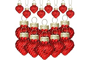 36-Piece Red Heart-Shaped Glass Ornaments for Valentine's Day Decor and Romantic Ambiance