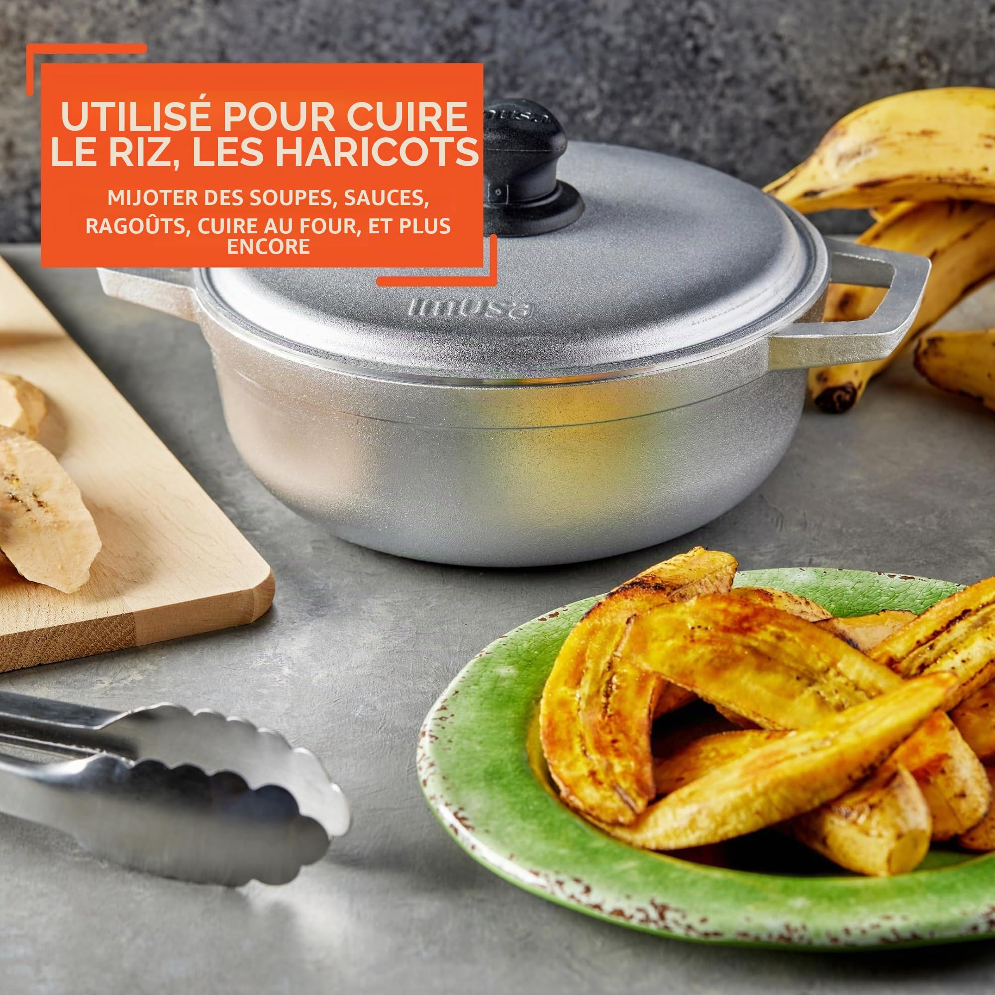 IMUSA USA Caldero traditionnel en aluminium colombien naturel (four néerlandais) 2,6 pintes, argent