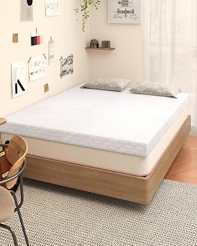 2 Inch Twin XL Mattress Topper, Memory Foam Mattress Topper Twin Extra Long for Dorm Beds, 320GSM Bamboo Viscose Cover Non-Slip Washable College Bed Topper, White