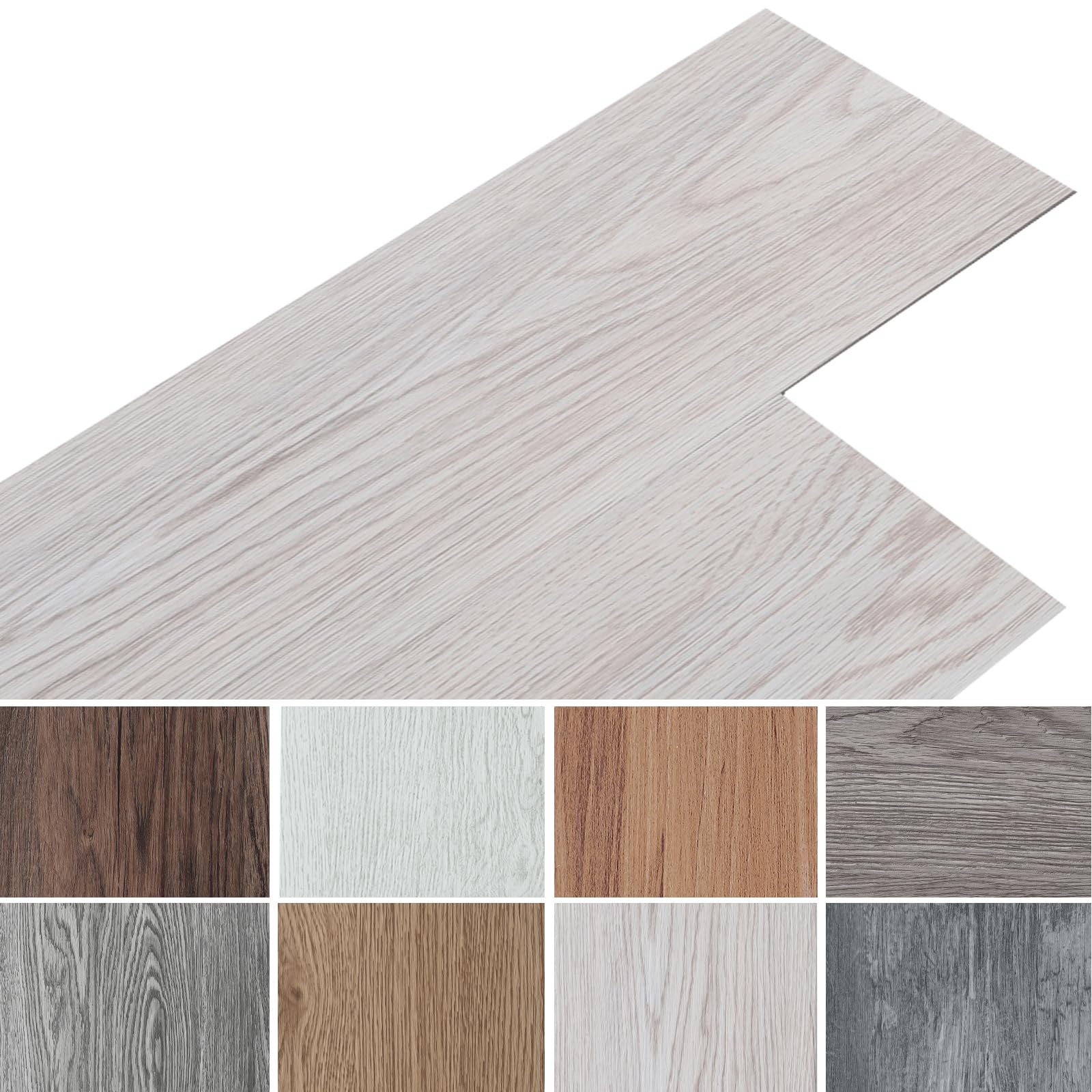 INMOZATA PVC Bodenbelag 5.01m² Vinylboden Selbstklebend Wasserdichte Bodenaufkleber für Küche Bad Haus Bodenfliese, 91.5 X 15.2CM, Weiß Grau