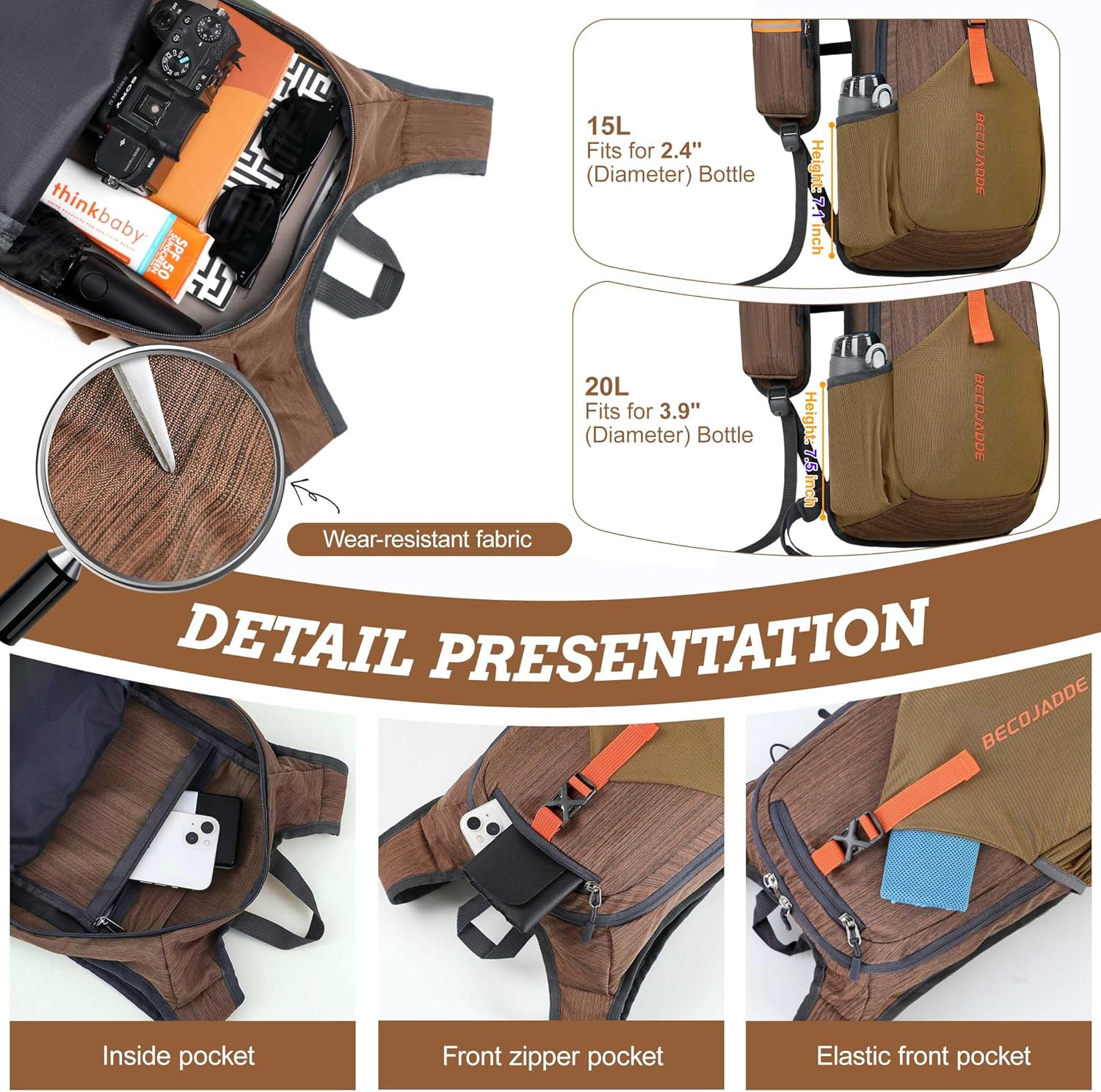 15L Small Hiking Backpack for Men Women Foldable Packable Back Pack Ultralight Hiki... - Image 3