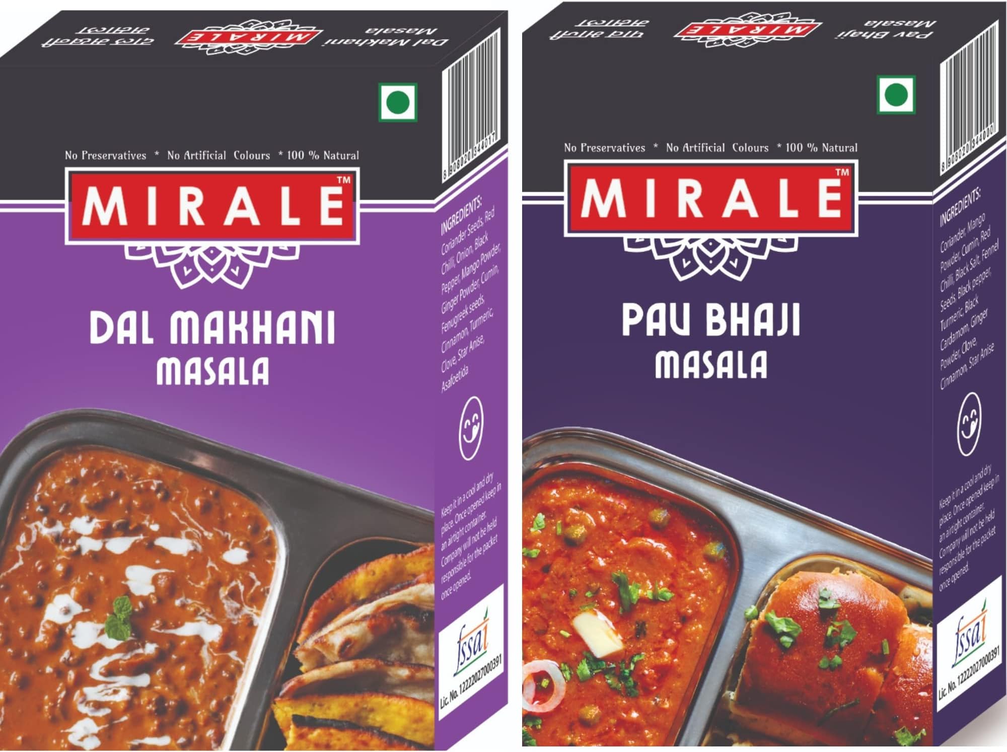 Mirale Pav Bhaji and Dal Makhni Masala Combo Pack | Authentic Indian Spice Blends | No Added Colours, Fillers, Additives & Preservatives (2)