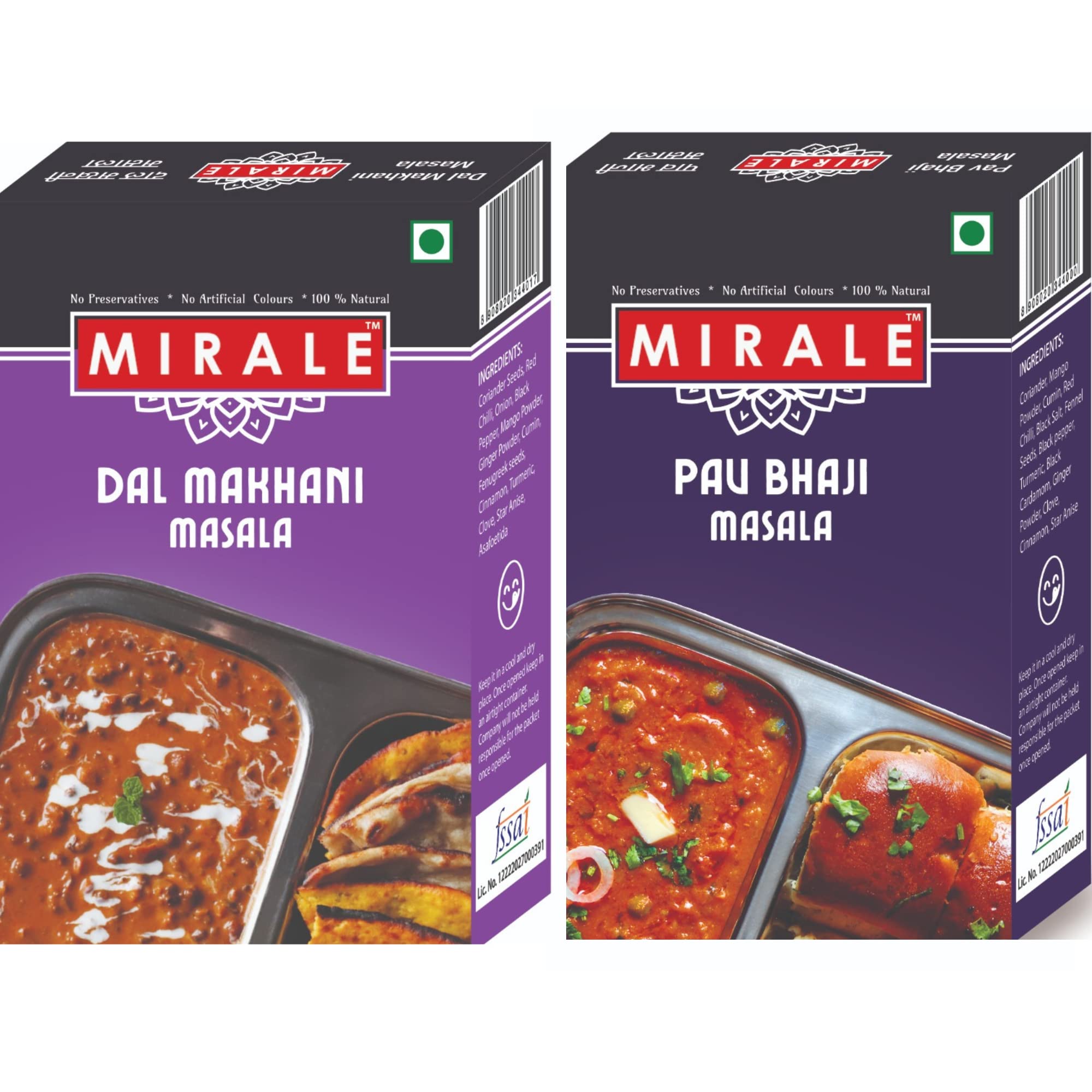 Mirale Pav Bhaji and Dal Makhni Masala Combo Pack | Authentic Indian Spice Blends | No Added Colours, Fillers, Additives & Preservatives (2)