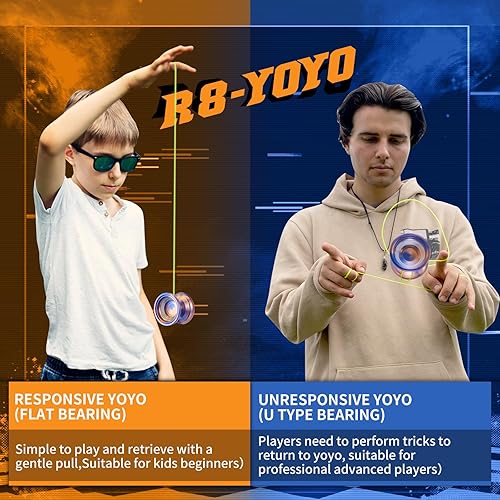 Miniatura 4 de WATIEOBOO R8 Yoyo profesional sensible Yoyo, Yoyo de metal para niños principiantes, rodamiento Yoyo de repuesto para jugador Yoyo avanzado +