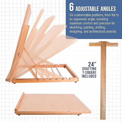 Miniatura 3 de US Art Supply Tablero de dibujo y bocetos de madera ajustable extragrande de 26 pulgadas de ancho x 21 pulgadas de alto