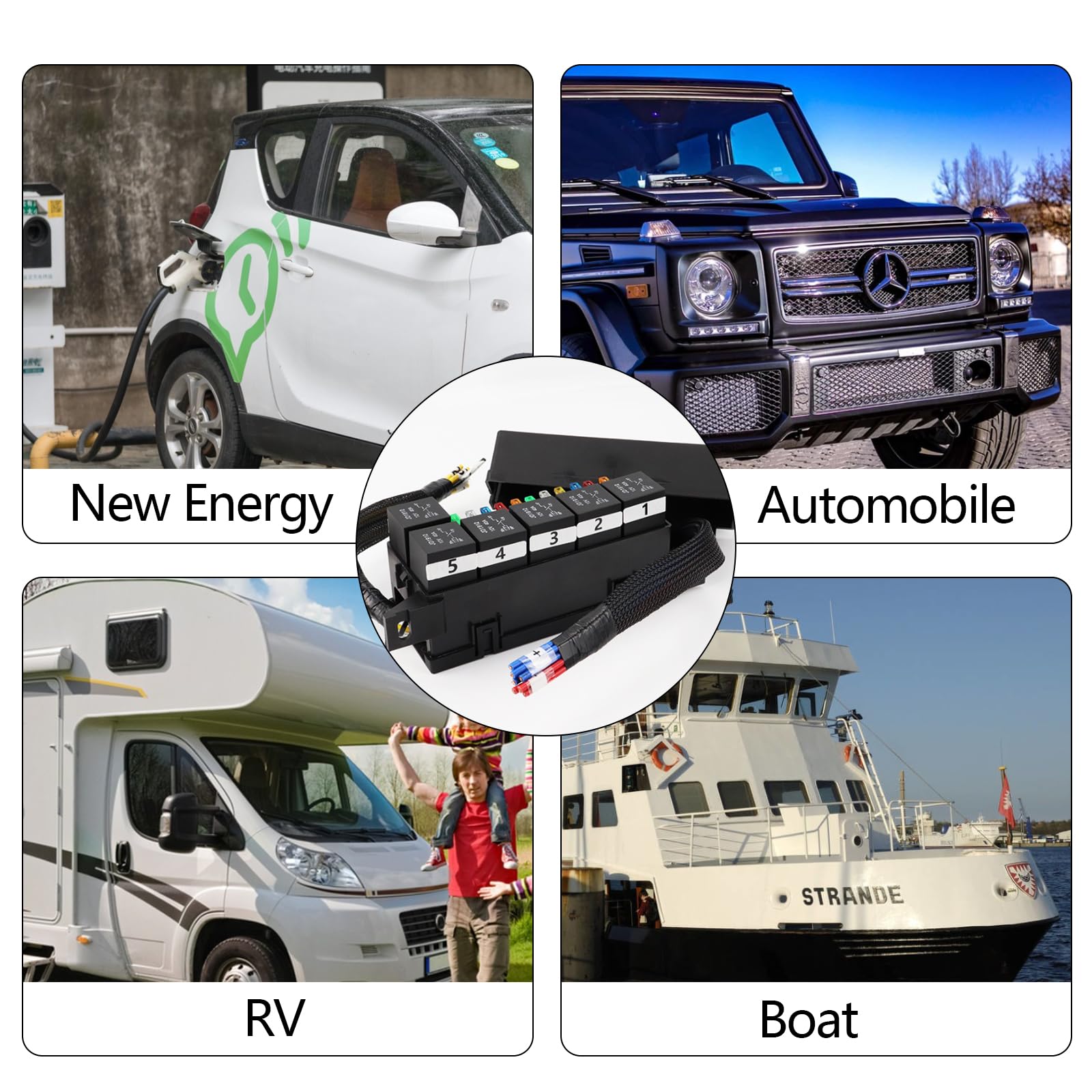 Caja de Fusibles y Relé de 12 V, Caja de Relé de 12 V y Fusible con 11 Ranuras para Fusibles de Hoja ATC ATO Caja de Relé Fusible Universal Impermeable para Coche, Camión Automotriz Barco