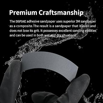 DSPIAE Combo Grit Packs (#400, #800, #1000, #1200, #1500), Pre-Cut self-Adhesive Sandpaper Set 100 PCS