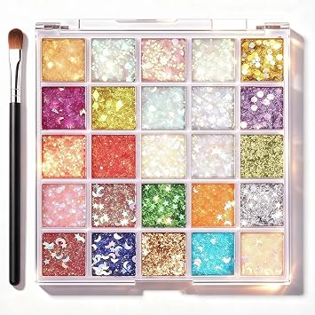 Face & Body Glitter Gel, Glitter Eyeshadow Palette for Party & Festival