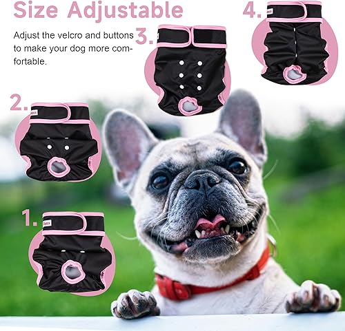 Miniatura 9 de Pañales lavables para perras (paquete de 3), pañales reutilizables para el período de celo de la perrita, pañales reutilizables para perras (jirafa,