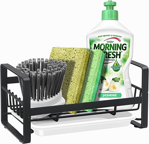 Soporte de esponja de cocina para fregadero, organizador de fregadero de cocina, escurridor de bandeja de fregadero, trapos de platos, cepillo de