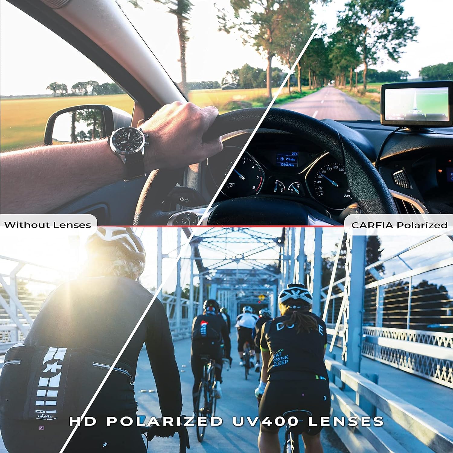 CARFIA Sport Cycling Polarized Sunglasses for Men Driving Fishing Hiking Boating Square Wrapround Glasses - Image 4