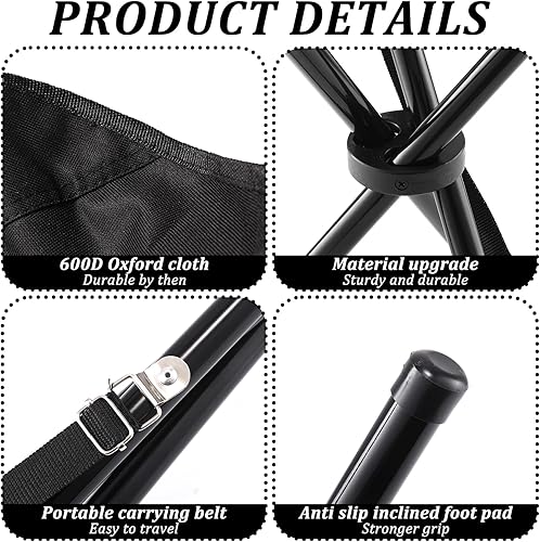 Miniatura 4 de Taburete plegable portátil para acampar, asiento de trípode para viajes al aire libre, sillas de camping plegables negras para camping, fiesta,