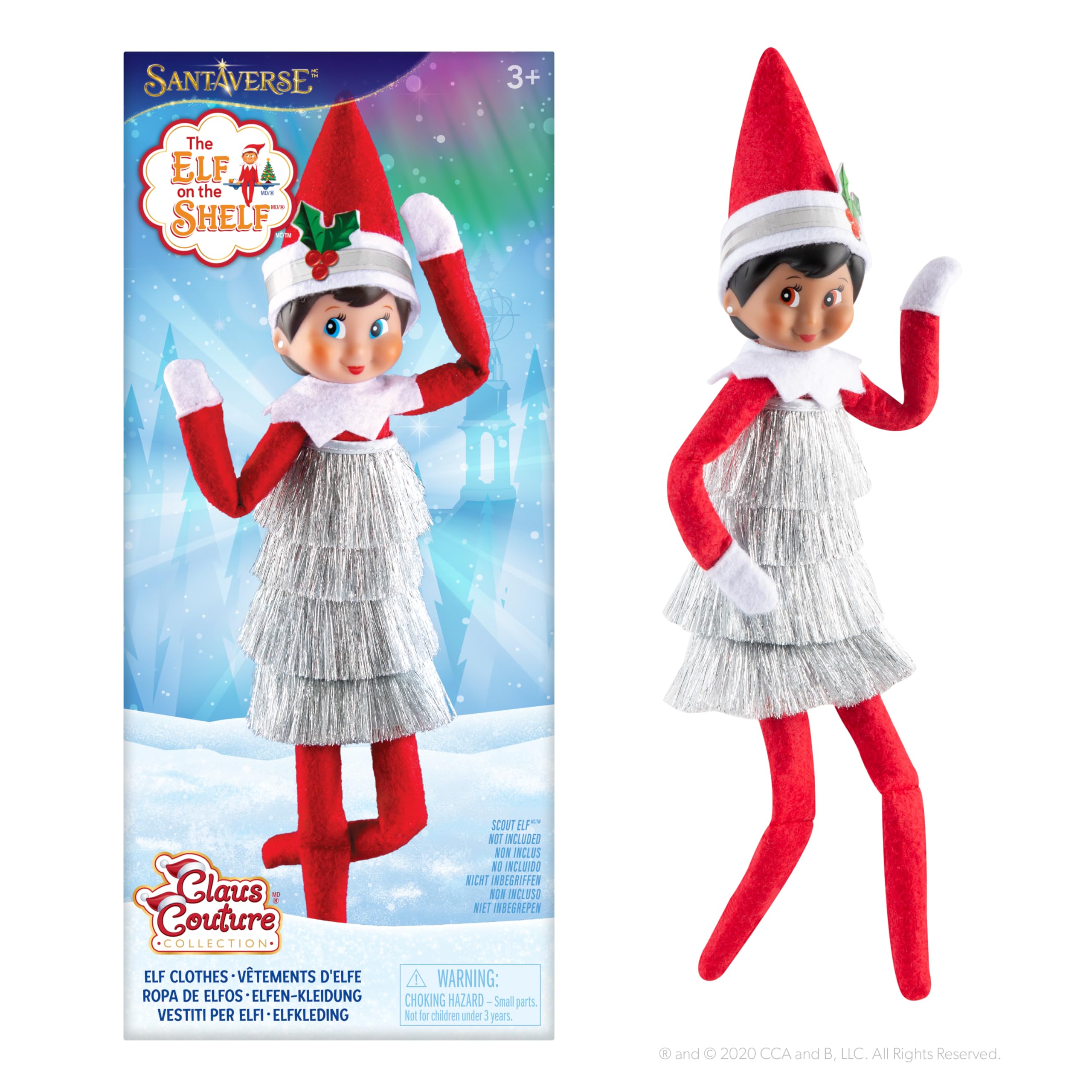 The Elf on The Shelf Claus Couture Collection - Vestido de oropel pequeño - Deslumbrante Vestido Vintage de Elfo - Elfo Explorador no Incluido