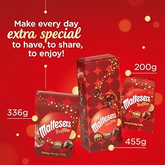 Maltesers Chocolate Truffles Gift Box, Get Well Soon, Milk Chocolate & Honeycomb 336g, Ideal for Snacks and Sharing