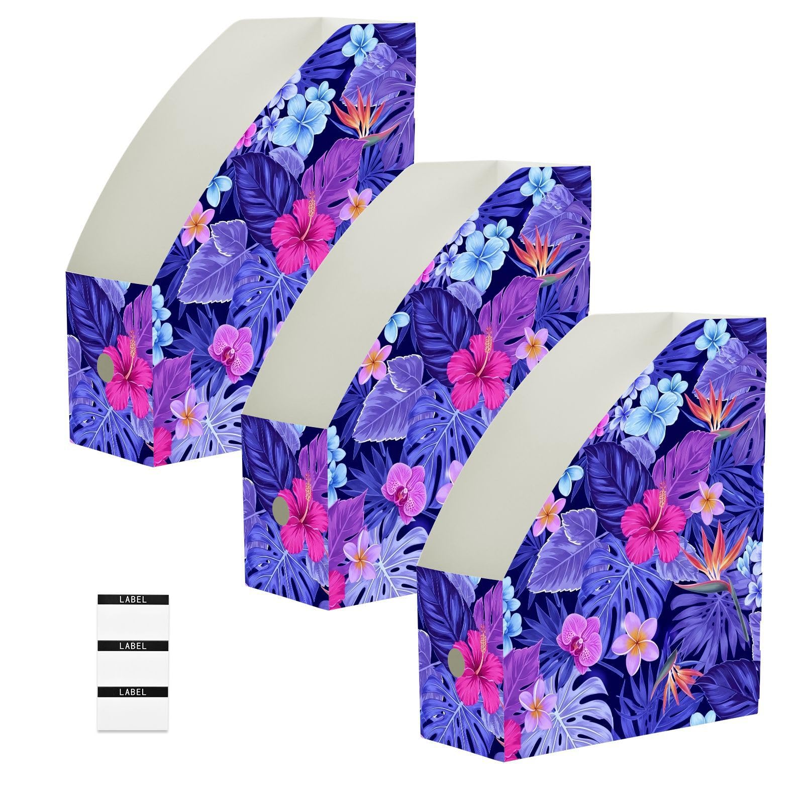 Porte-revues en plastique PP Motif feuilles tropicales Violet