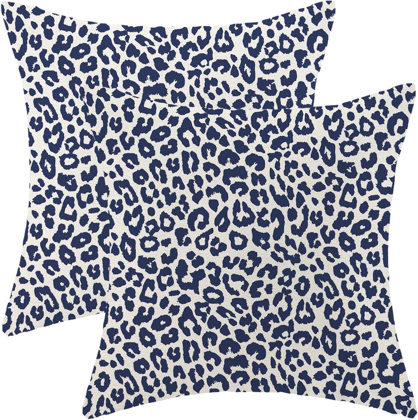 Leopard Print Pillow Covers 18x18 Pack of 2 Navy Blue Animal Pattern Cheetah Decorative Throw Pillow Covers Outdoor Decor Boho Abstract Modern Pillowcase Farmhouse Cushion Case for Couch Sofa