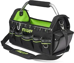 AWP Tool Bags, Premium Tool Bag, Black, Durable Tool Tote for Professionals and Contractors